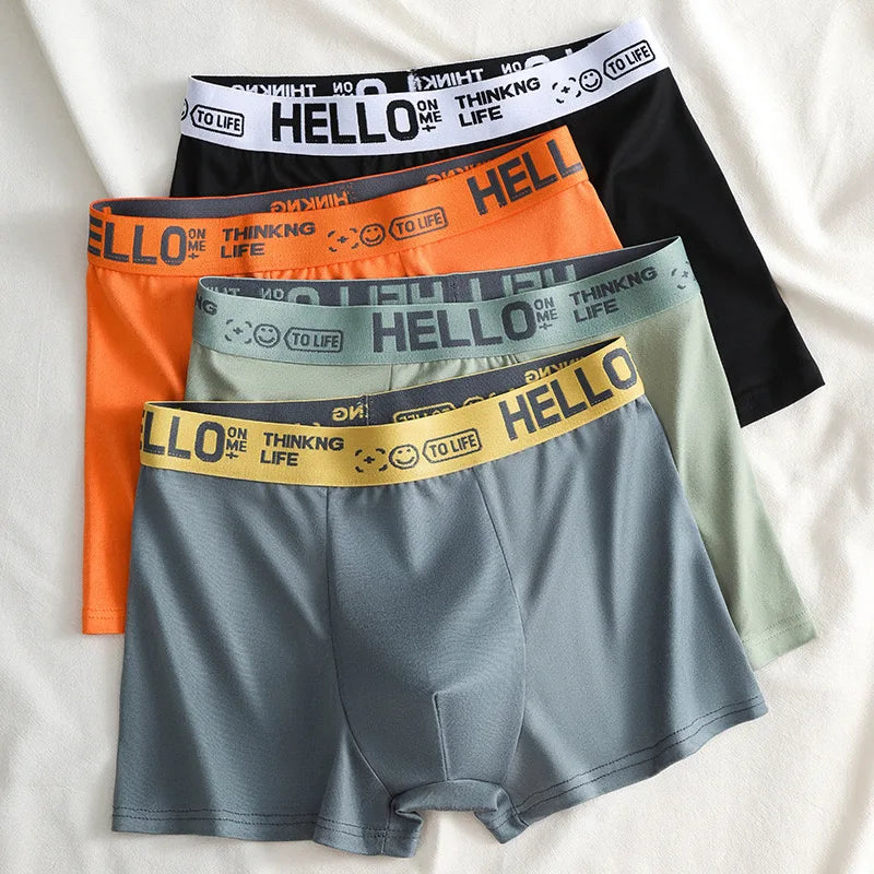 Men's Mid-Waist Thin Briefs Breathable Comfortable Large Size Boxer Shorts Sports Youth Flat Angle Underwear Polyester Fiber