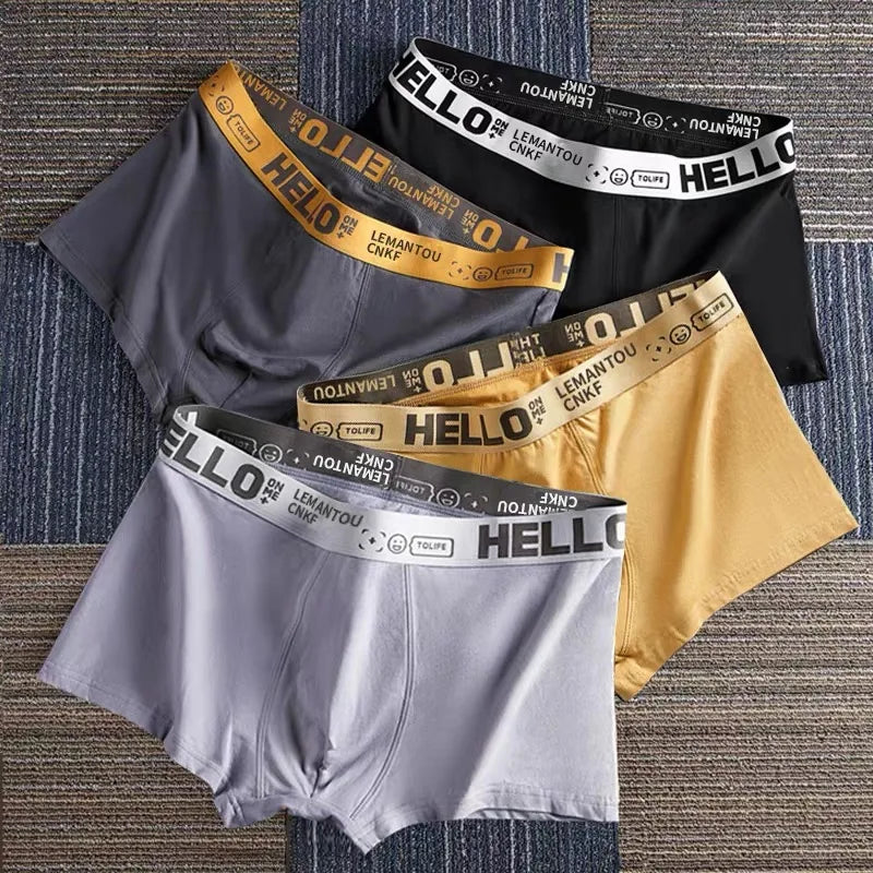 Men's Mid-Waist Thin Briefs Breathable Comfortable Large Size Boxer Shorts Sports Youth Flat Angle Underwear Polyester Fiber