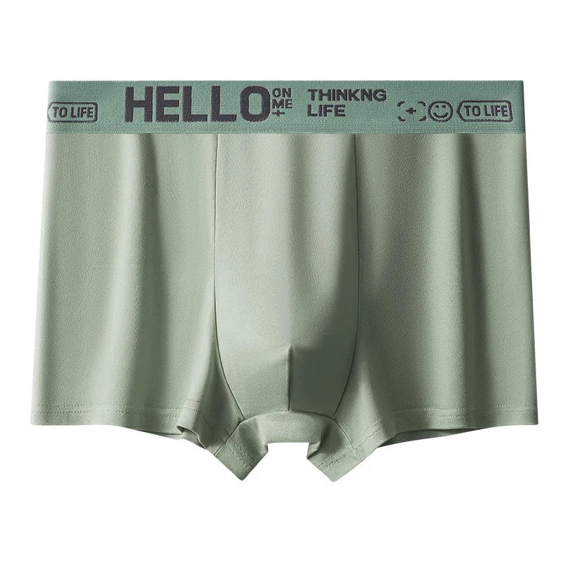 Men's Mid-Waist Thin Briefs Breathable Comfortable Large Size Boxer Shorts Sports Youth Flat Angle Underwear Polyester Fiber
