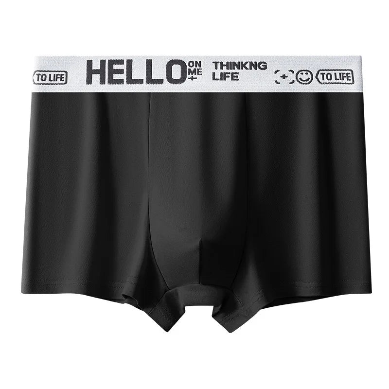 Men's Mid-Waist Thin Briefs Breathable Comfortable Large Size Boxer Shorts Sports Youth Flat Angle Underwear Polyester Fiber
