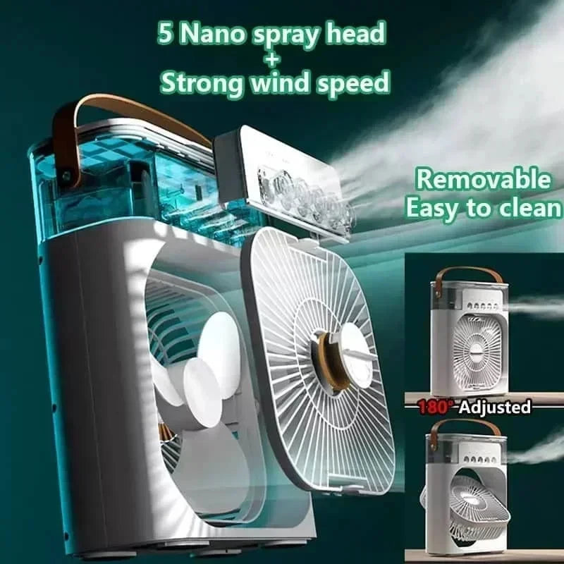 3-in-1 Portable Mini Air Cooler – Fan, Humidifier & LED Night Light