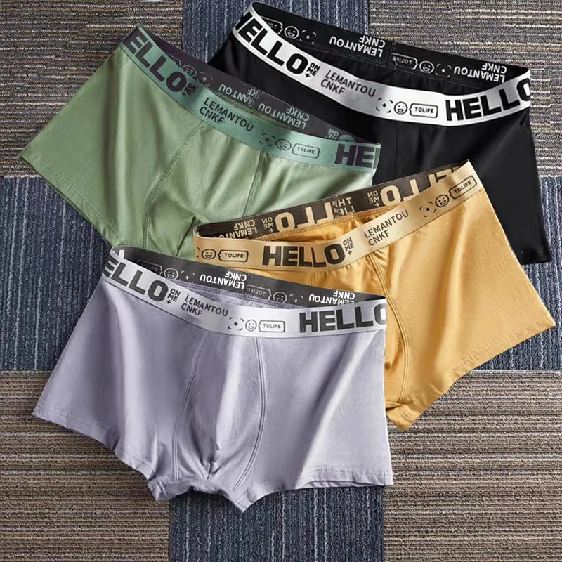 Men's Mid-Waist Thin Briefs Breathable Comfortable Large Size Boxer Shorts Sports Youth Flat Angle Underwear Polyester Fiber