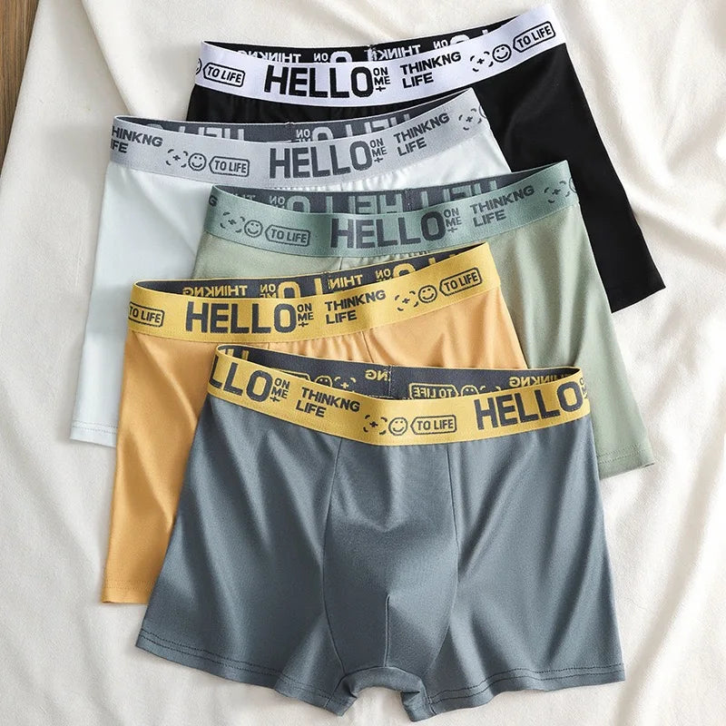 Men's Mid-Waist Thin Briefs Breathable Comfortable Large Size Boxer Shorts Sports Youth Flat Angle Underwear Polyester Fiber