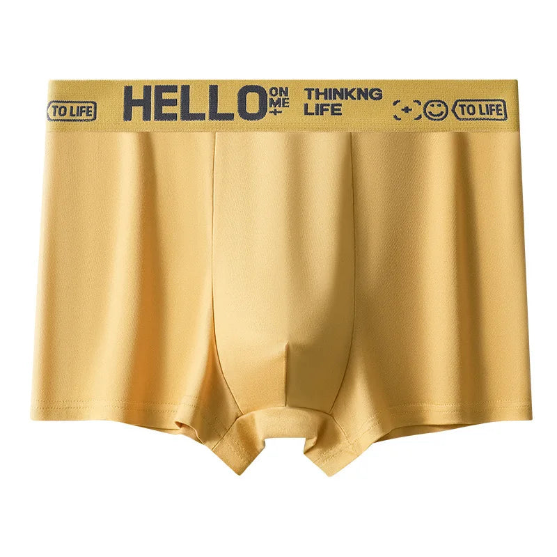 Men's Mid-Waist Thin Briefs Breathable Comfortable Large Size Boxer Shorts Sports Youth Flat Angle Underwear Polyester Fiber