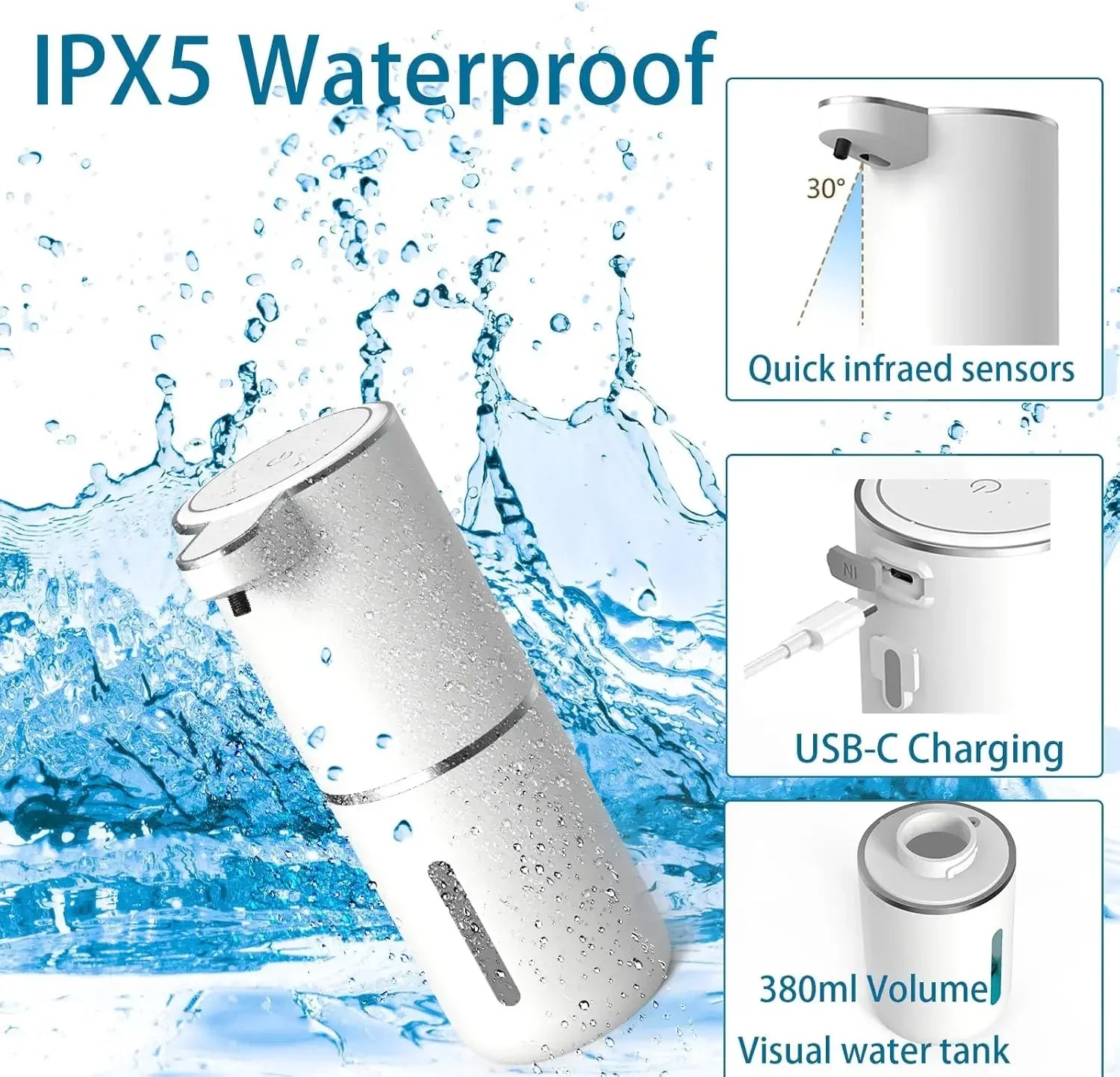 Touchless Automatic Soap Dispenser – USB Rechargeable, Foam & Liquid, Infrared Sensor