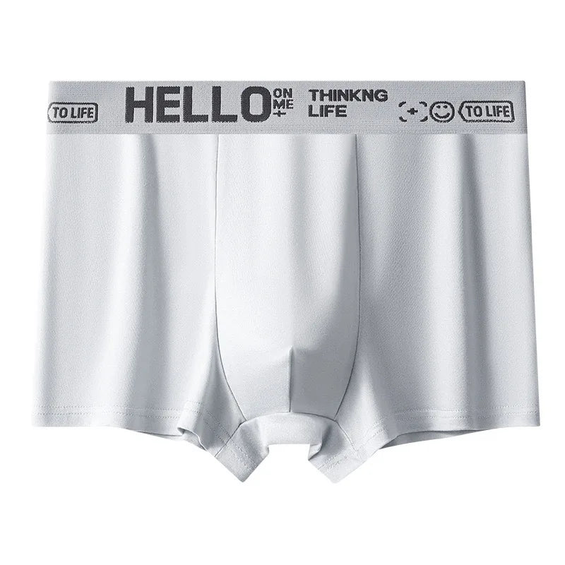Men's Mid-Waist Thin Briefs Breathable Comfortable Large Size Boxer Shorts Sports Youth Flat Angle Underwear Polyester Fiber