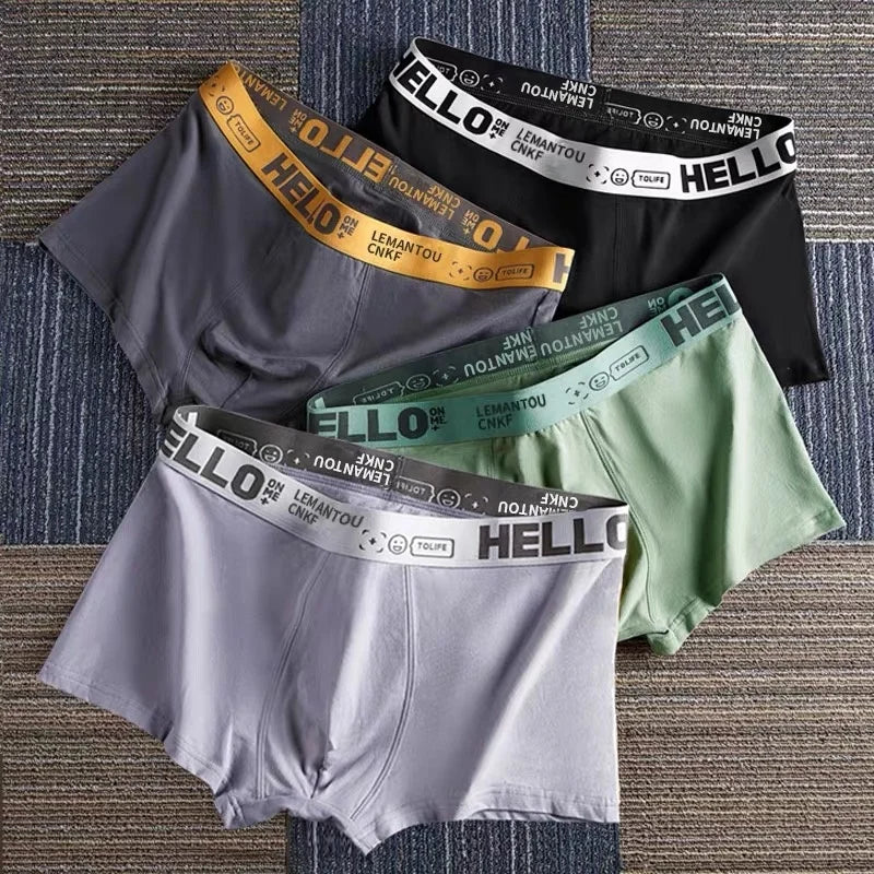 Men's Mid-Waist Thin Briefs Breathable Comfortable Large Size Boxer Shorts Sports Youth Flat Angle Underwear Polyester Fiber